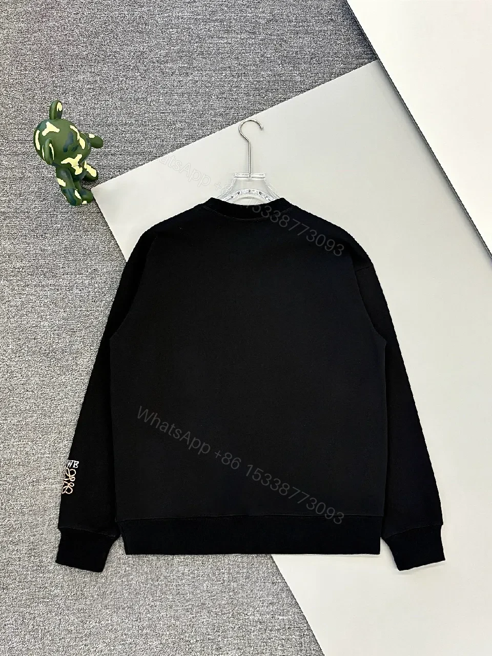 View 6 of Subtle Black Fleece Logo Sweatshirt, Luxe Casual
