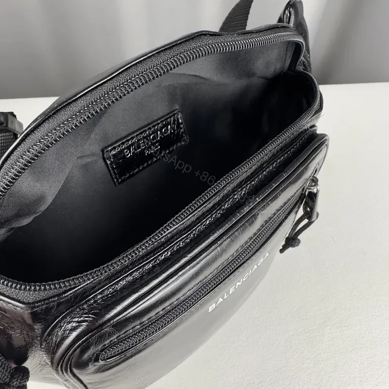 View 8 of Balenciaga Belt Bag: Black Leather, Compact Luxe Crossbody
