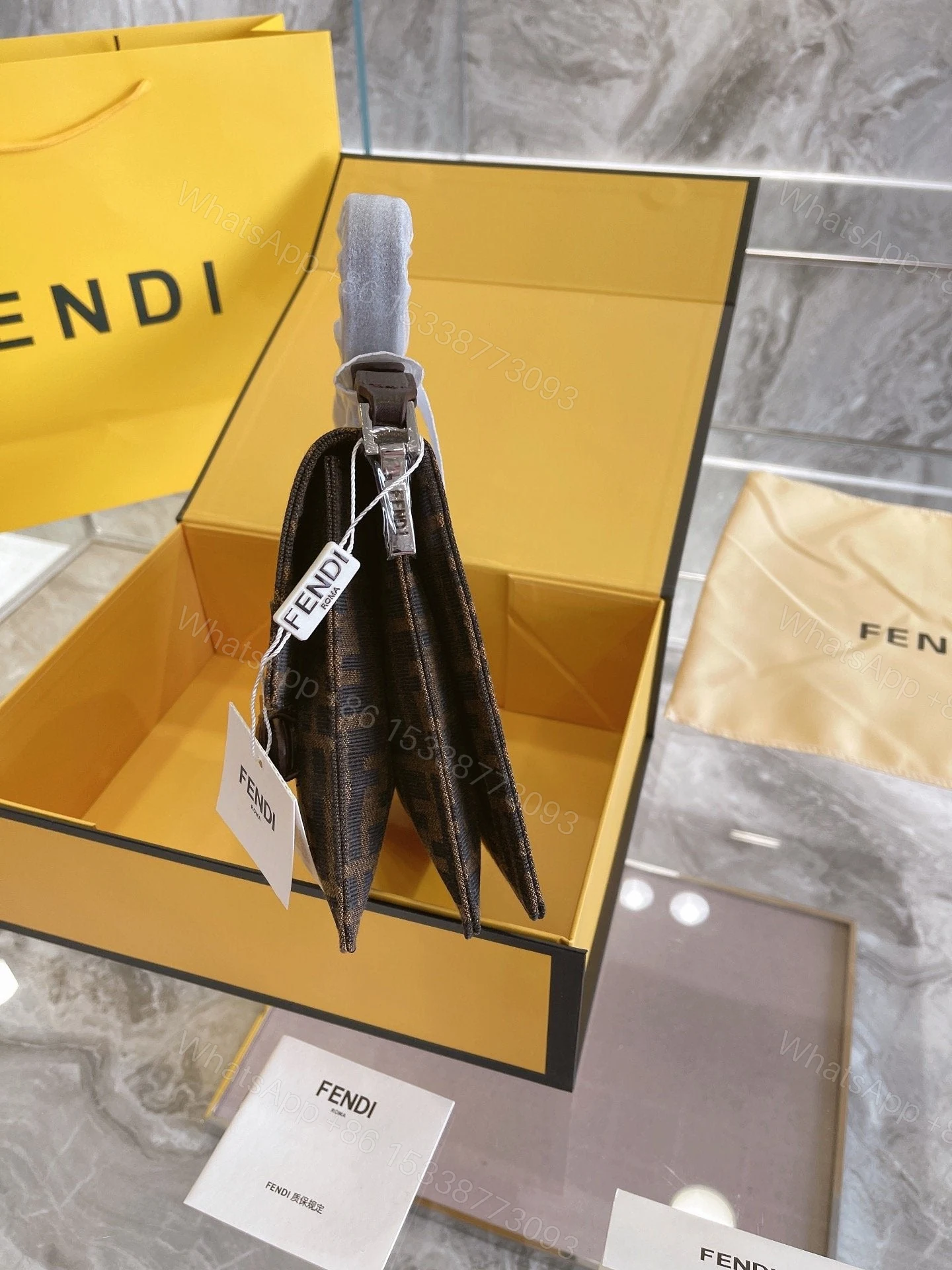 View 2 of FENDI Zucca Mamma Shoulder Bag Gold Hardware