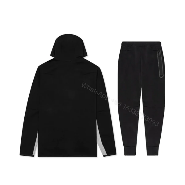 Nike Sportswear Tech Fleece Full Zip Hoodie & Joggers Set Black And Dark Grey Heather — view 2