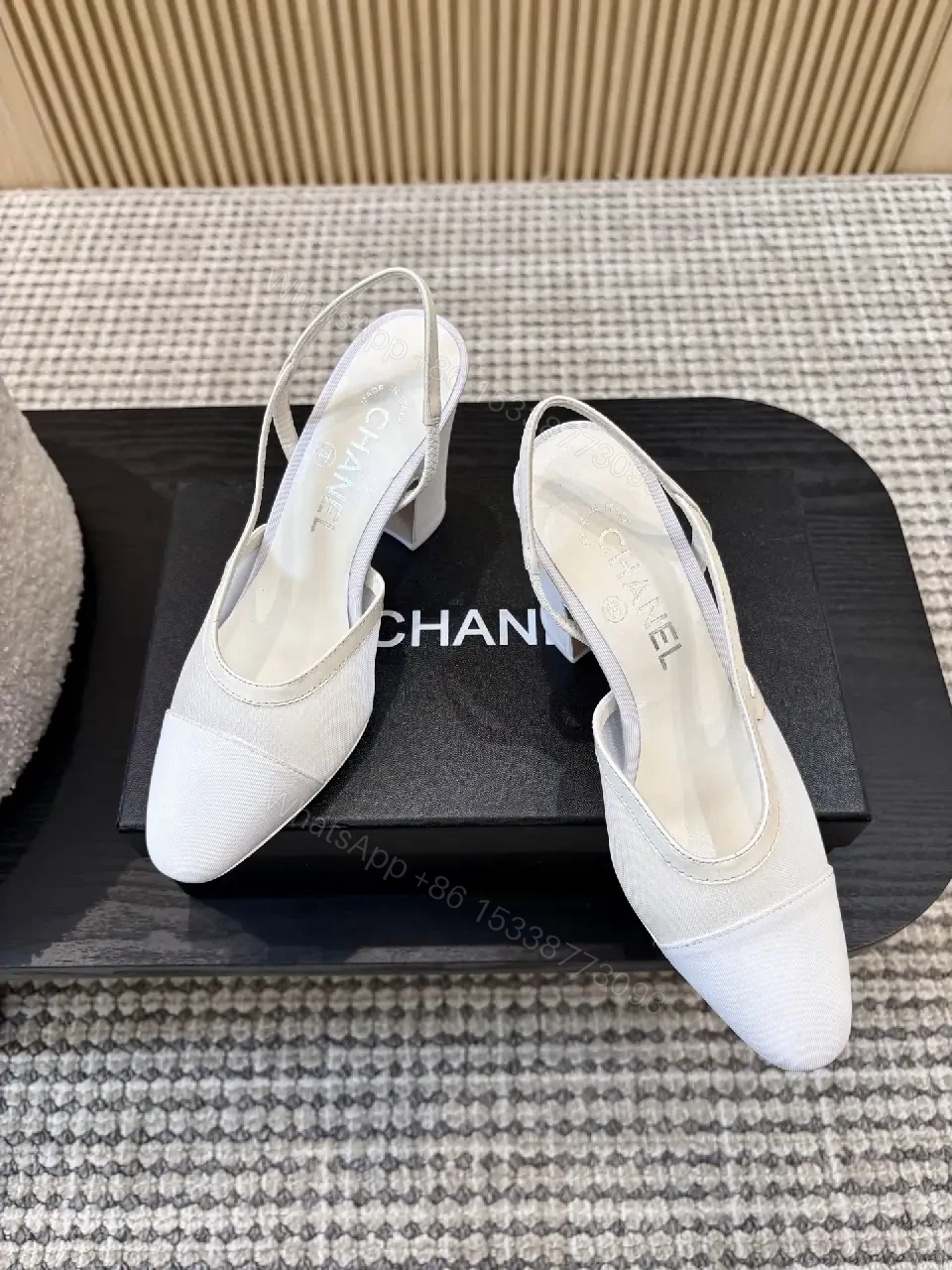 View 2 of White Fabric Slingback Heels – Modern Minimalist Comfort