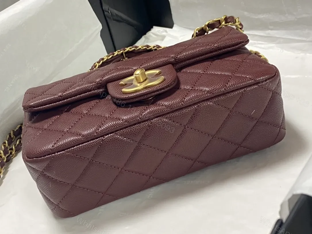 View 9 of Burgundy Quilted Mini Bag with Gold Chain - Chic & Compact