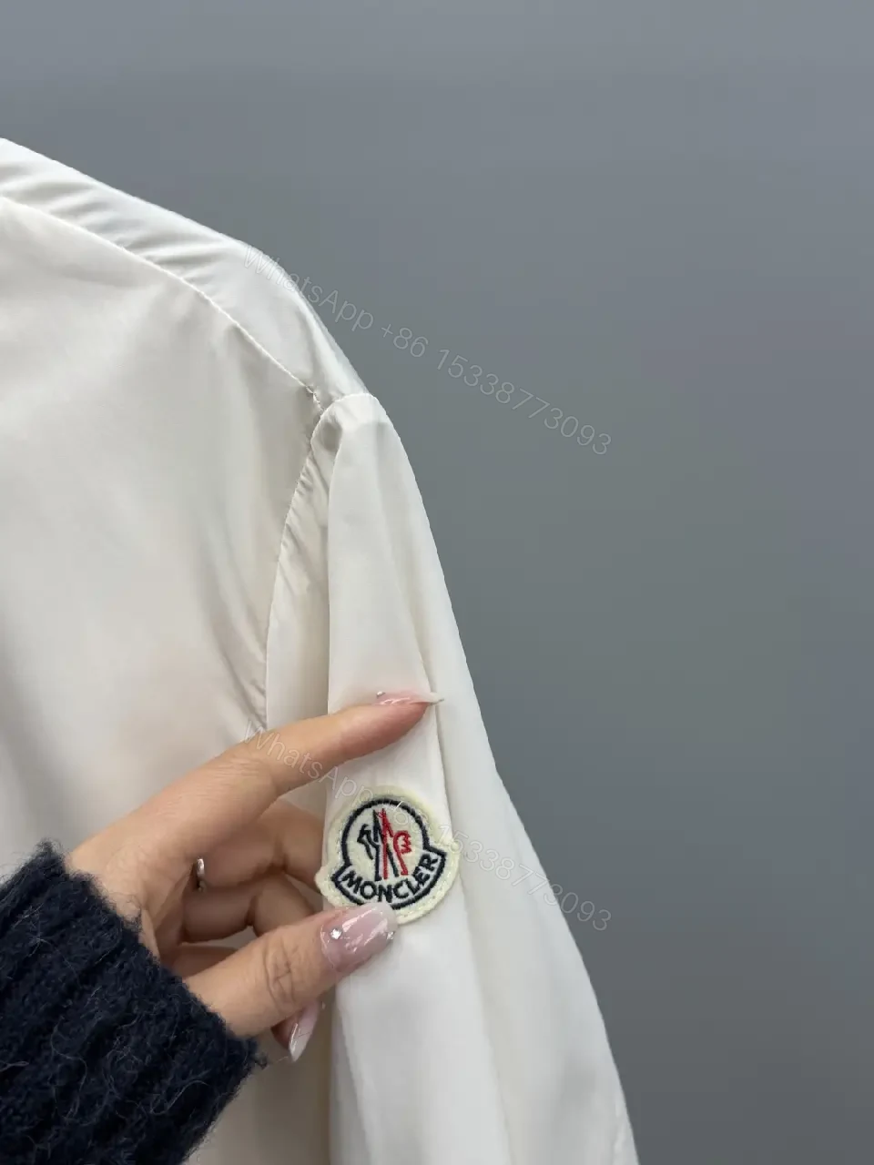 View 10 of Off-white Nylon Windbreaker Zip-Up Jacket with High Collar