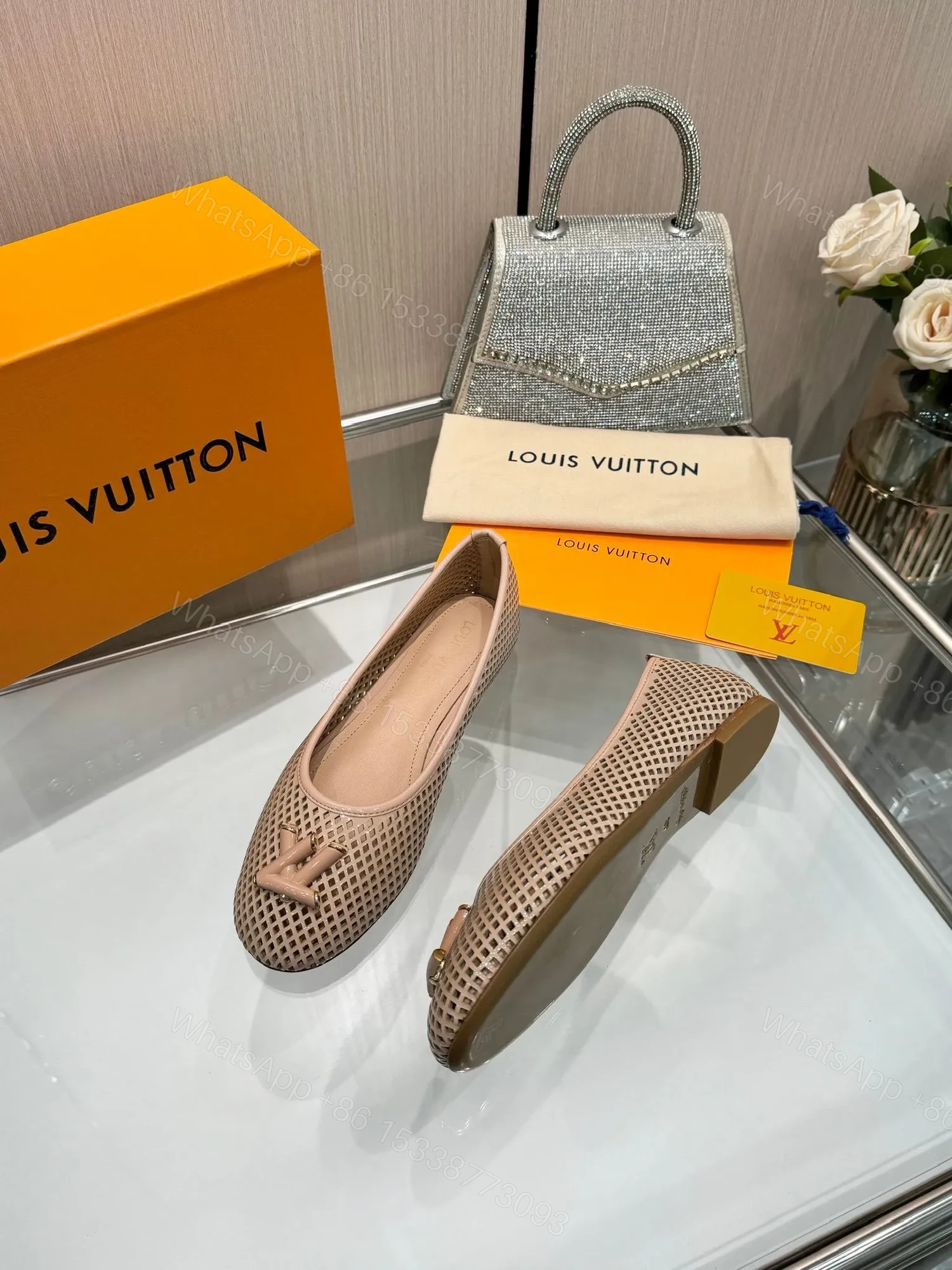 View 5 of LV Women Beige Patent Leather Ballet Flats