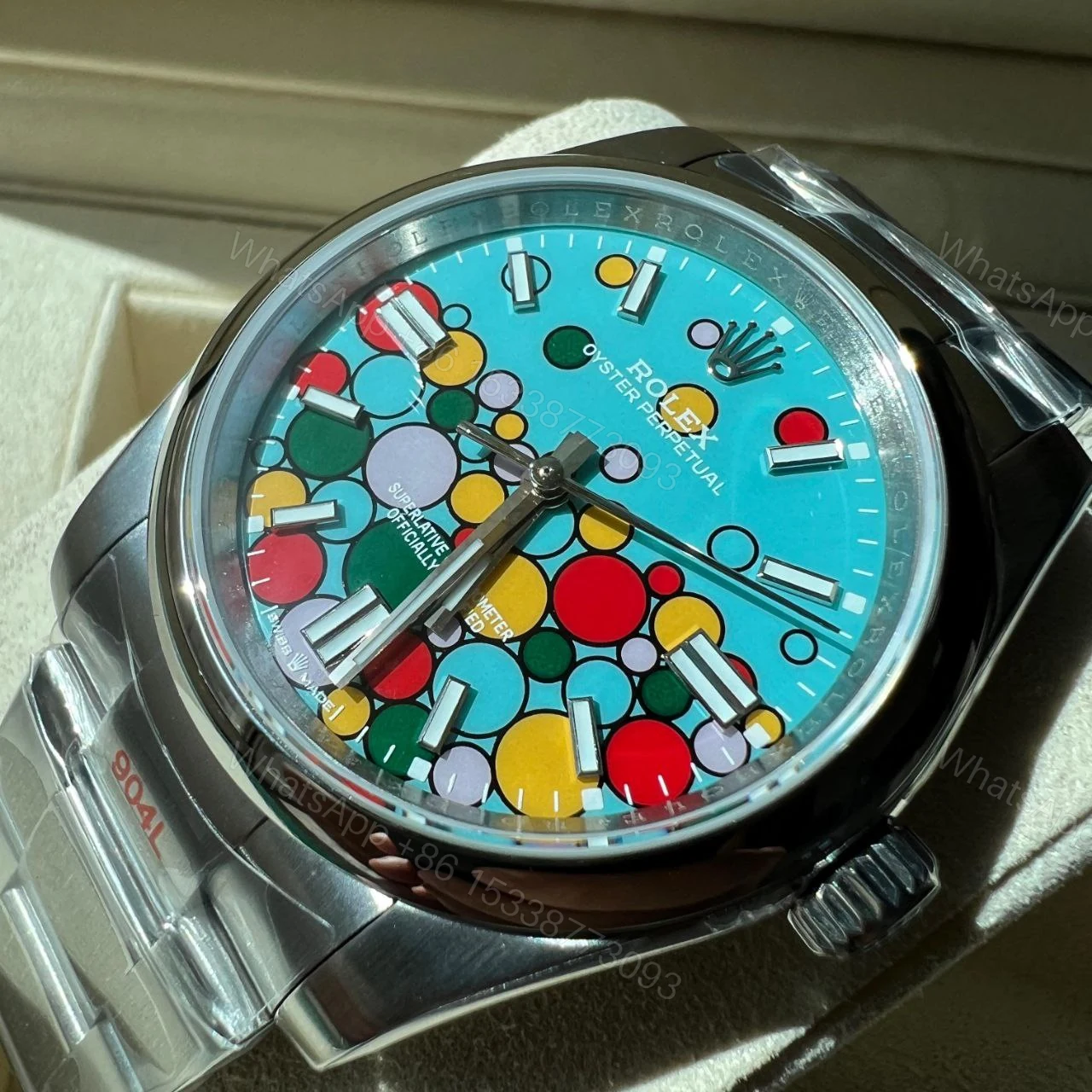 Rolex Oyster Perpetual 31 31mm Turquoise Blue Dial Celebration Motif — view 1