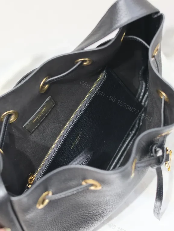 View 8 of Compact Luxe Drawstring Bag with Gold-YSL Monogram