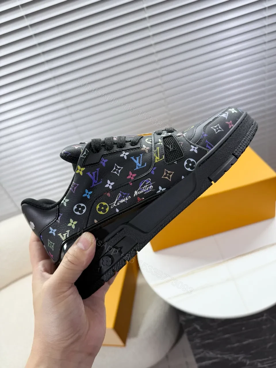 View 4 of Multicolor LV Monogram High-Top Sneakers with Luxury Comfort