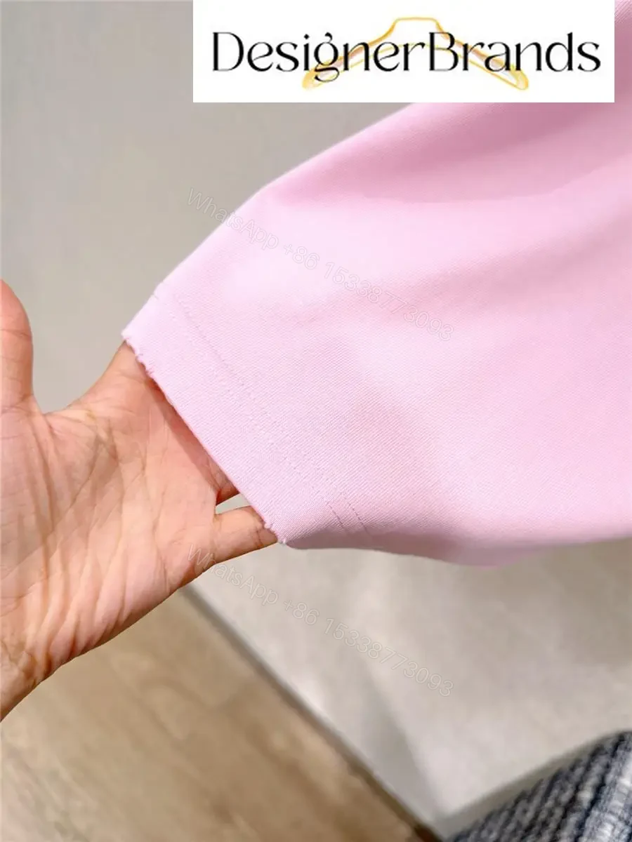 View 4 of Soft Pink Monogram Tee - Luxe Cotton Blend, Casual Couture