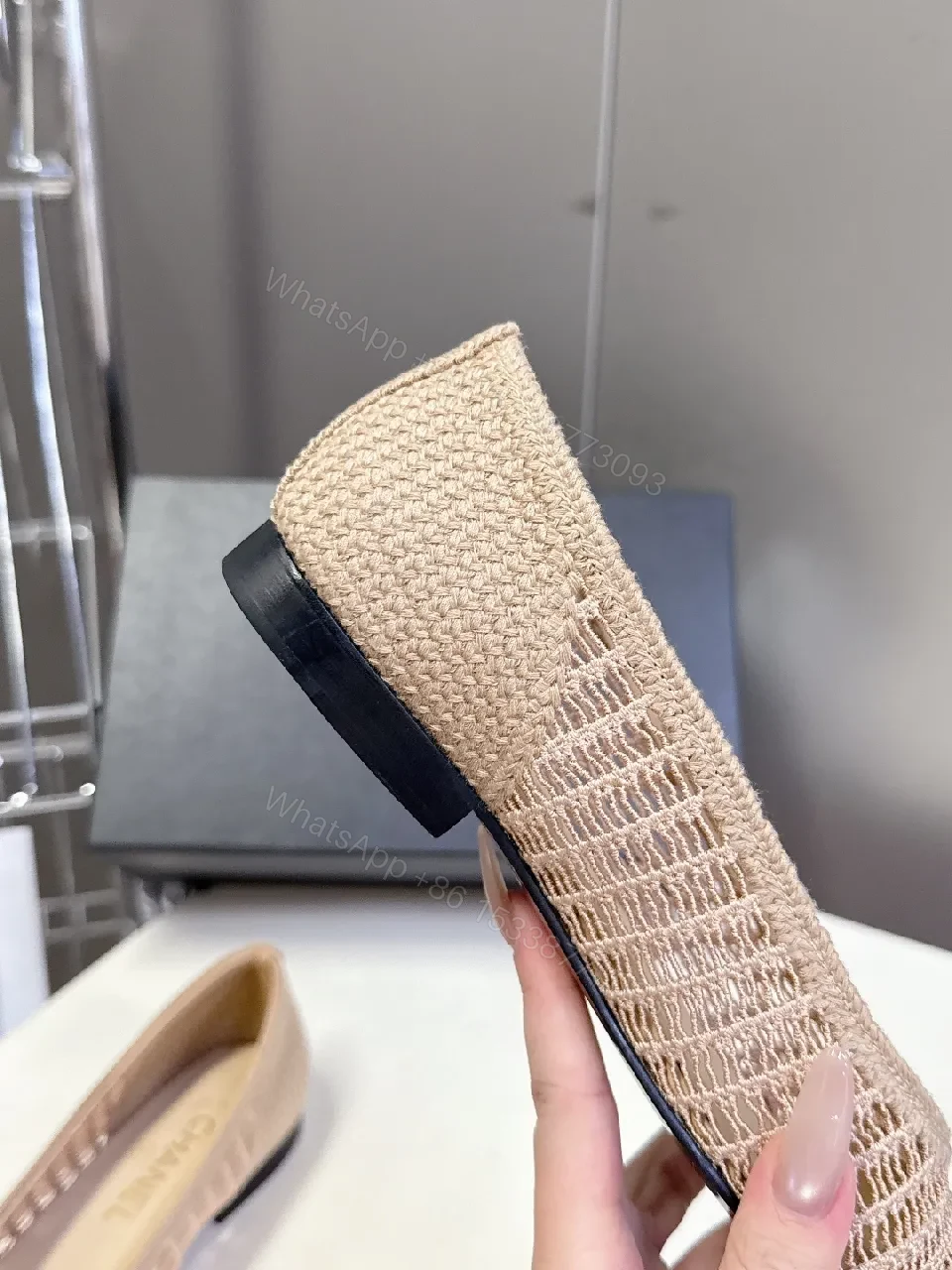 View 4 of Neutral Knit Lace Espadrille Flats: Subtle Luxe Comfort