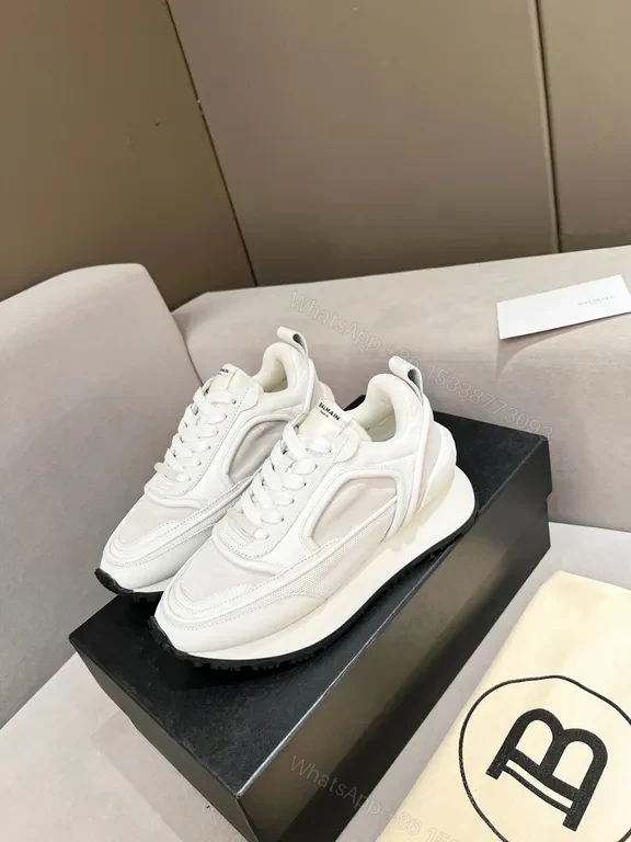 View 6 of Chic White Balmain High-Top Sneakers: Luxe Comfort