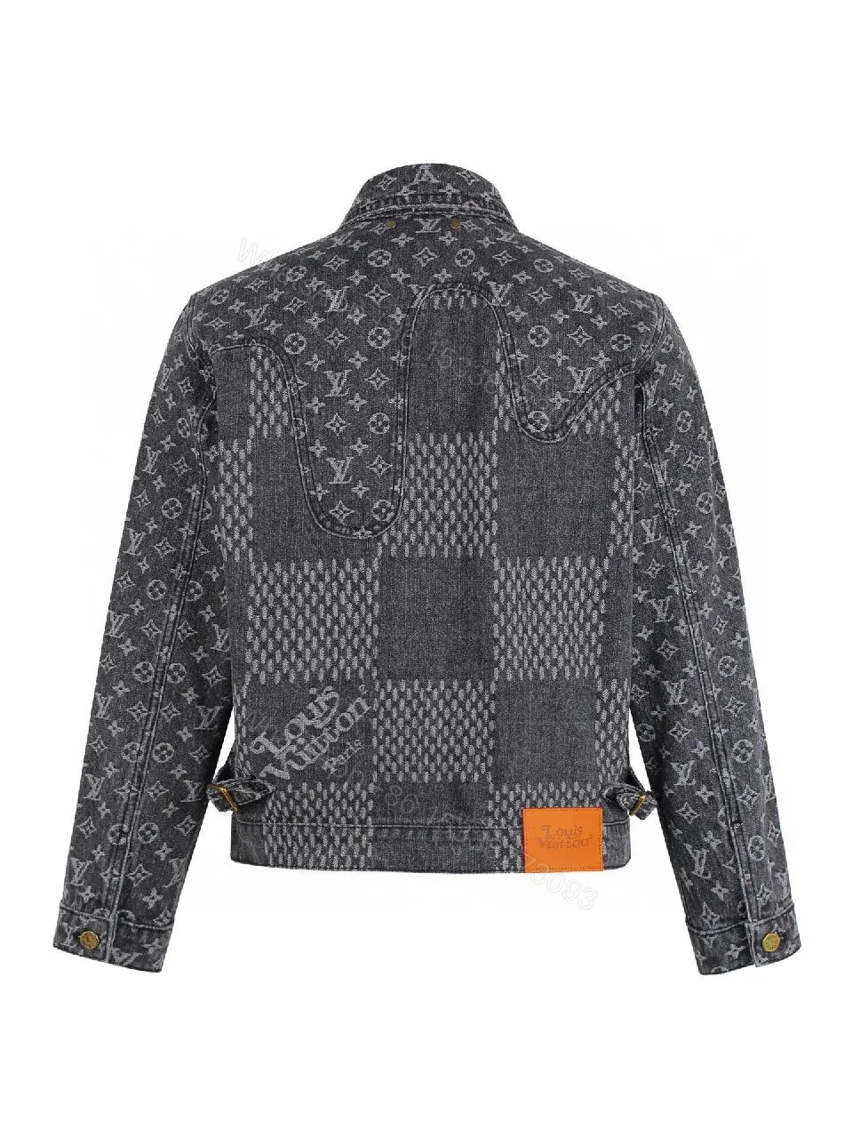 View 3 of Monogram Patchwork Denim Jacket: Modern Texture & Signature Detail