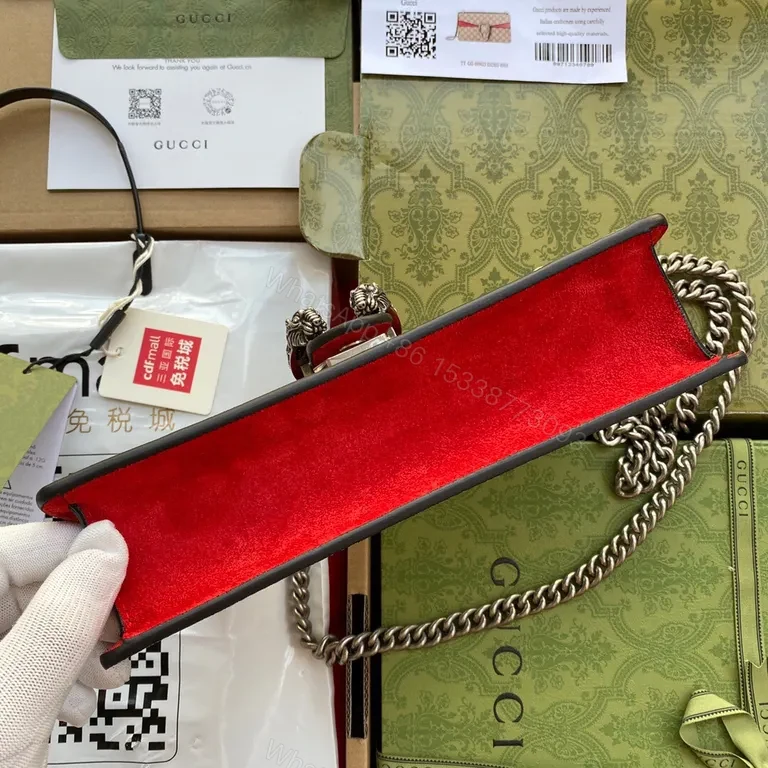 View 9 of Glam G GG Supreme Shoulder Bag - Red Suede Flap