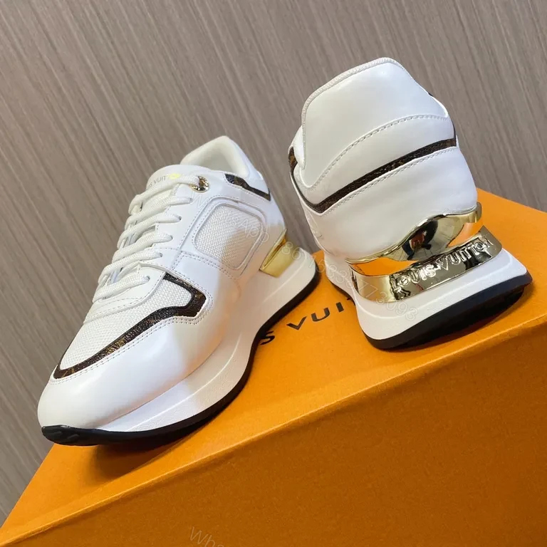 View 7 of White Leather Chunky-Detail Sneaker with LV Motif - Modern Luxury Sneaker