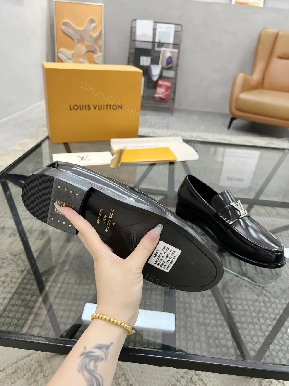 View 2 of Classic Black Leather Loafers with Luxe Hardware