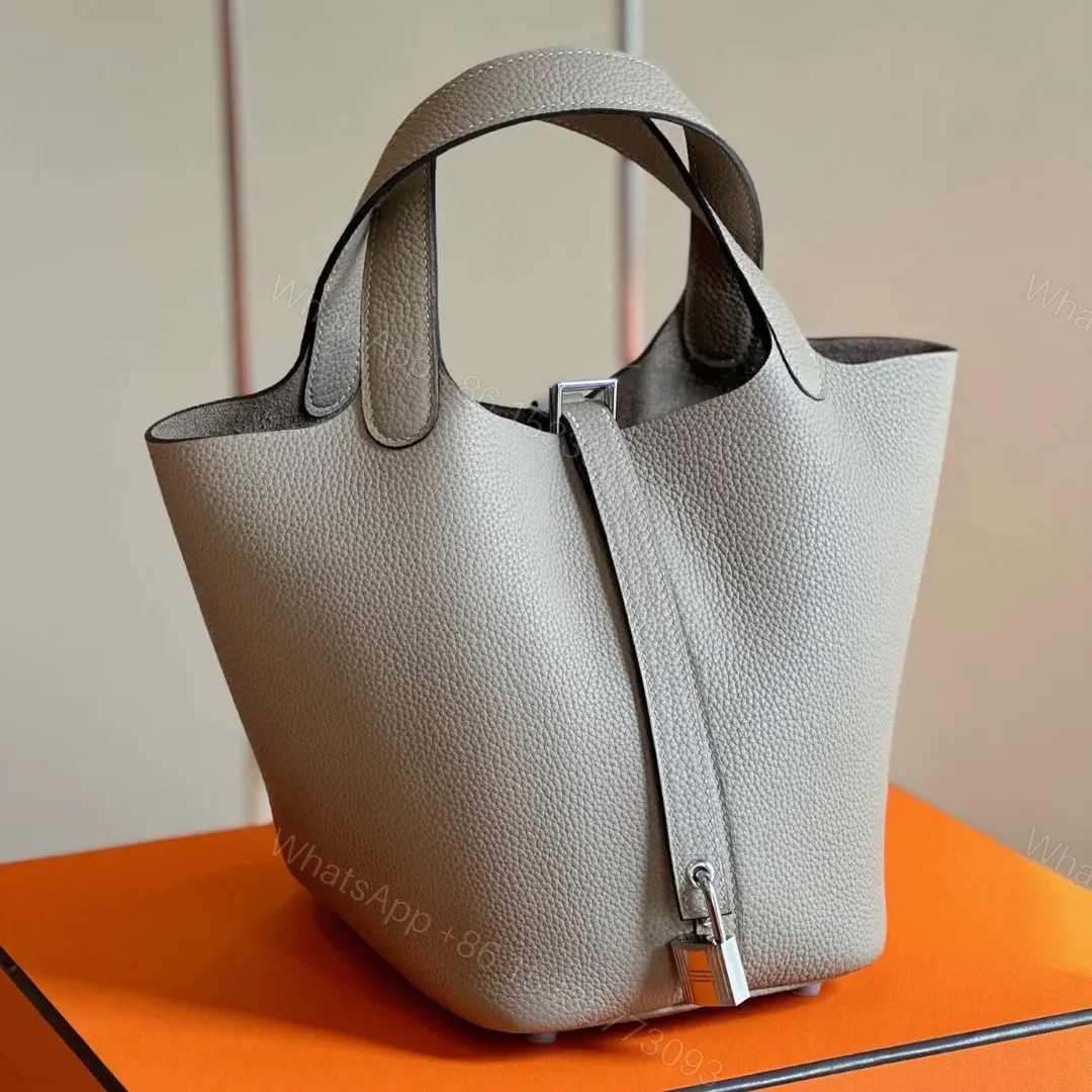 HN 18 Gray togo leather Sliver Hardware — view 1