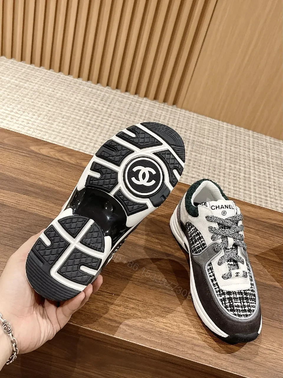 View 3 of Textured Knit Luxe Sneakers: Monochrome Comfort, Designer-Inspired