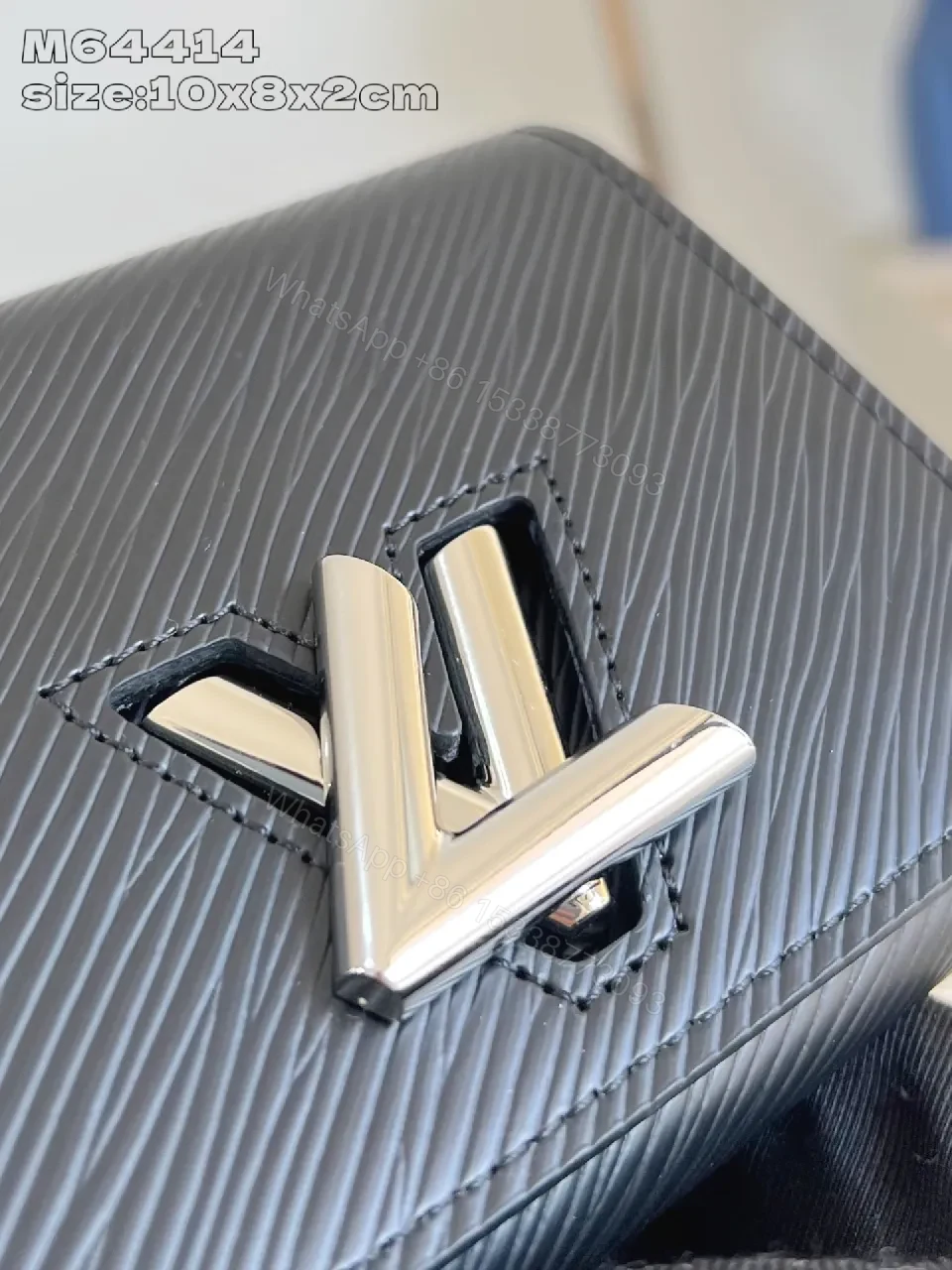 View 4 of Compact Chic Textured Wallet with LV-Inspired Hardware