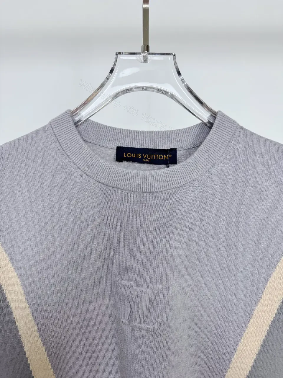 View 4 of Oversized Color-Block Tee: Subtle LV-Inspired Luxe Comfort