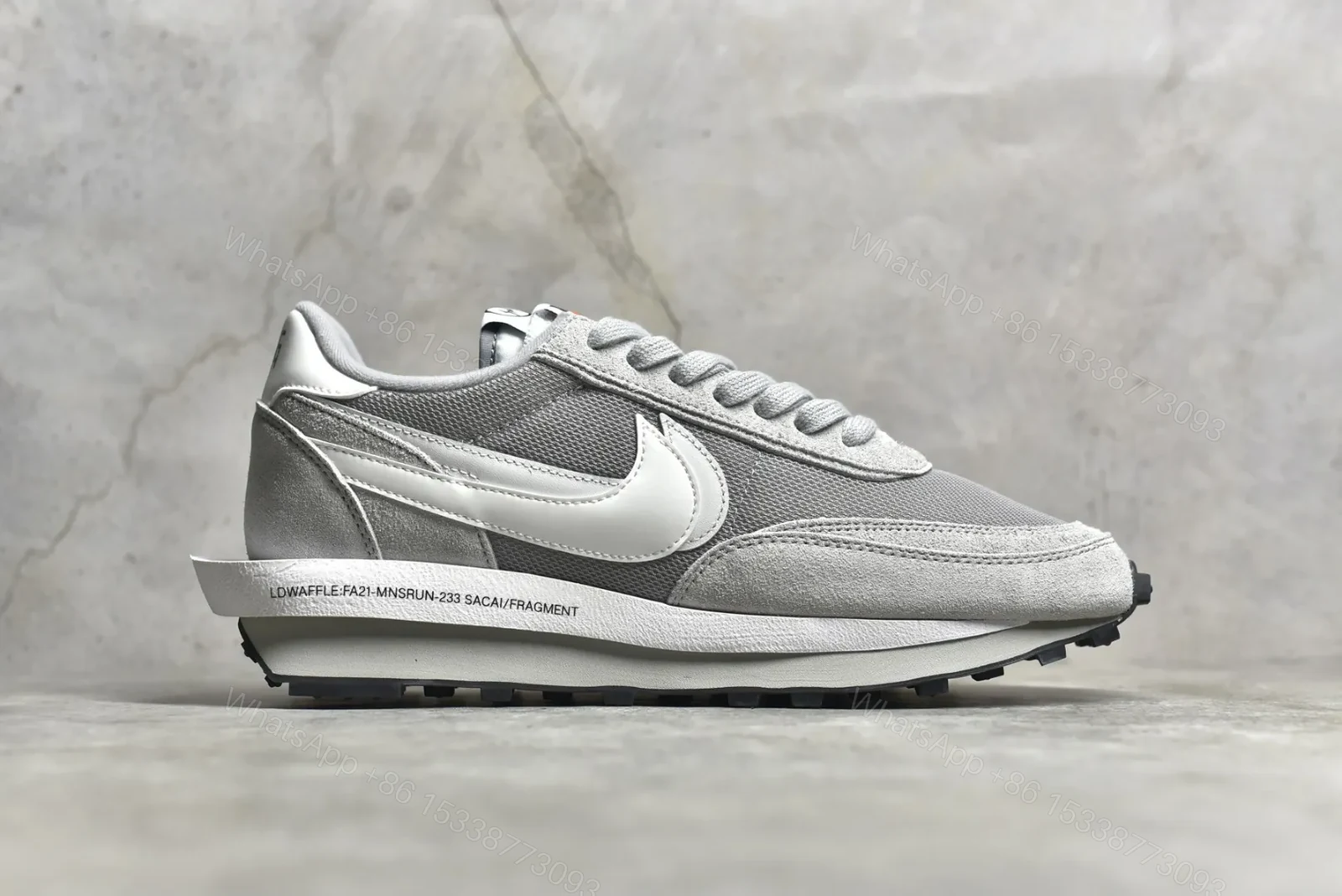 View 3 of Fragement × sacai × Nike LDWaffle “Light Smoke Grey” Reps