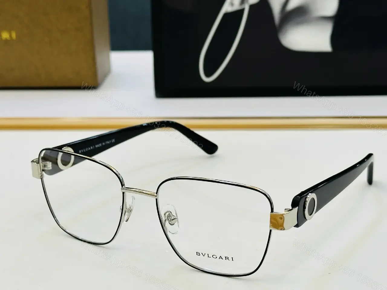 View 2 of Titanium Frame Eyewear: Two-Tone, Oversized Square Glasses