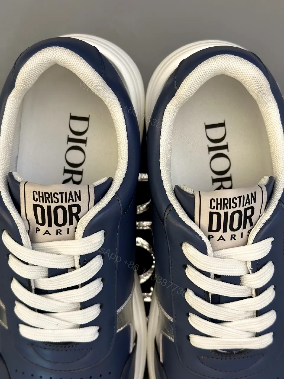View 4 of Navy Leather-Like High-Top Sneaker | Smart Casual Comfort
