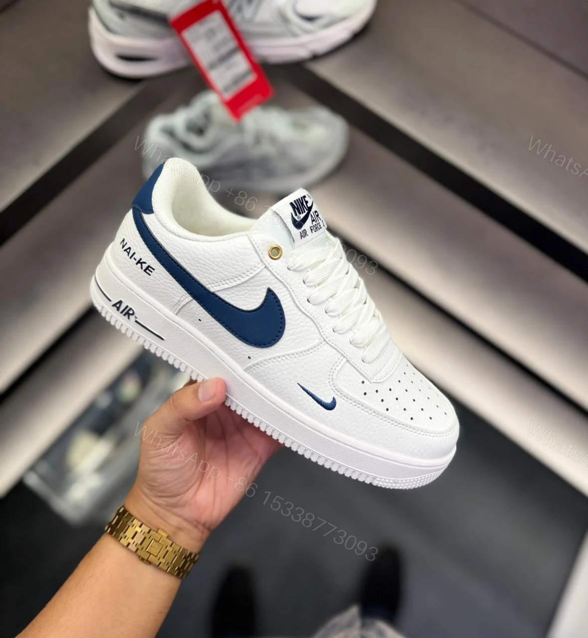 View 3 of FIRST COPY NIKE AIRFORCE ONE WHITE NAVY FOR MEN