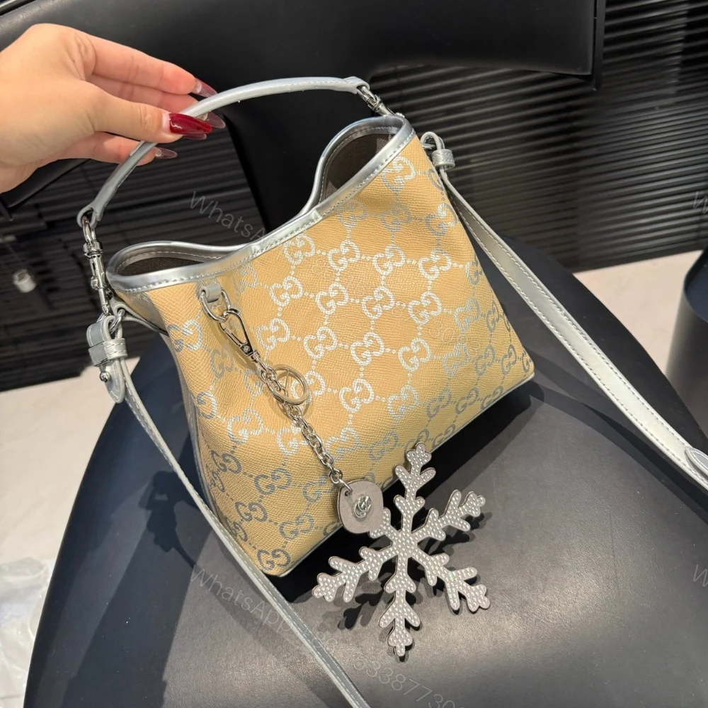 View 3 of Gucci Gg Emblem Small Bucket Bag Silver Gg Fabric 20Cm 815118 Fafel 8741