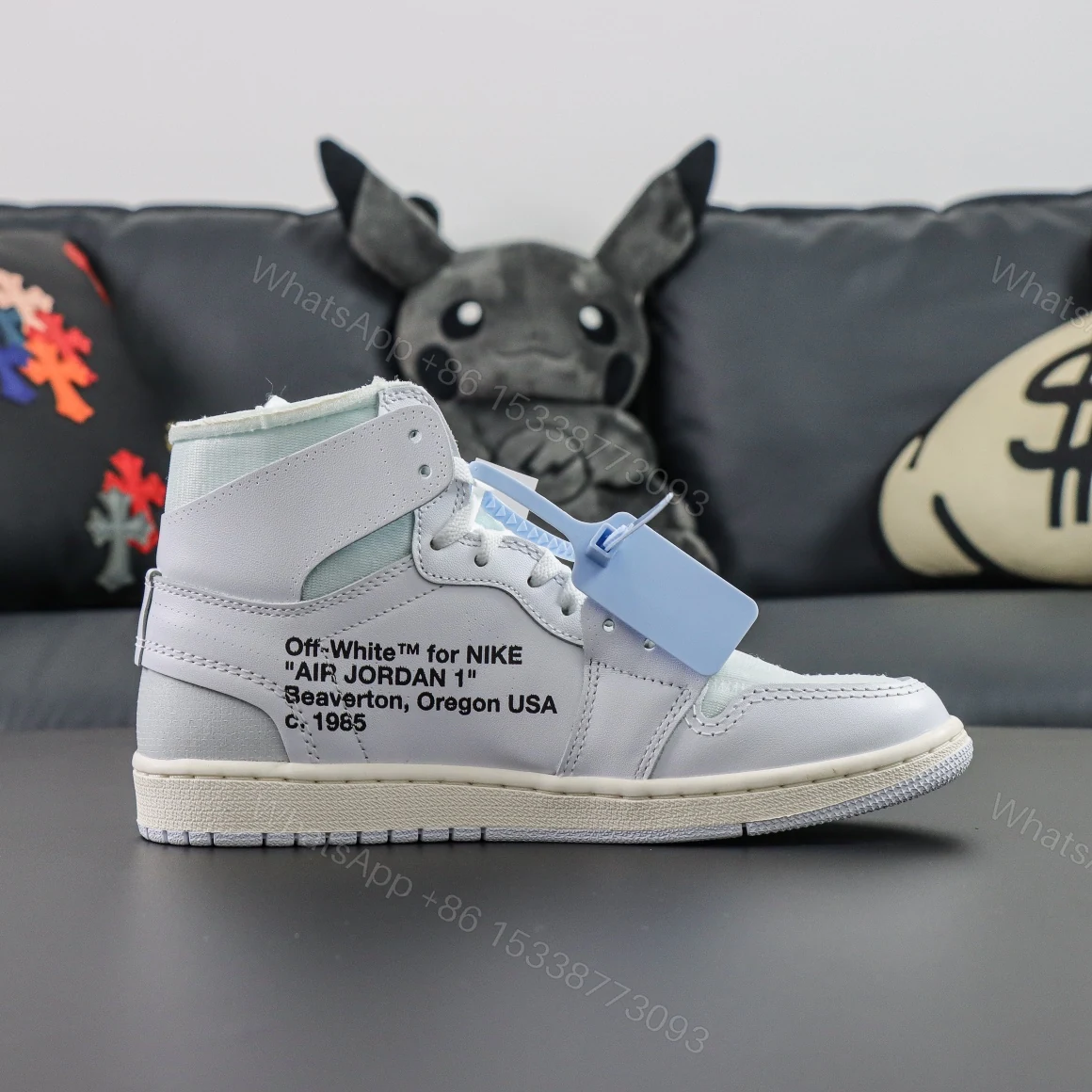 View 2 of Off-White × Air Jordan 1 Retro High Euro Reps