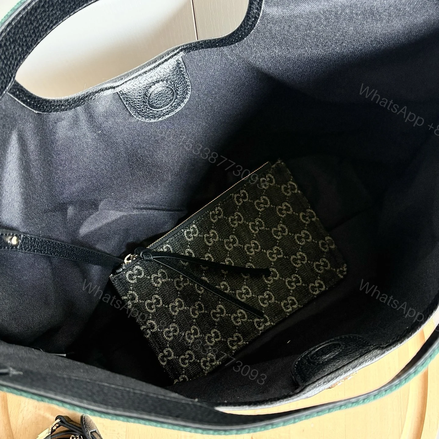 View 7 of Gucci Giglio Large Tote Bag Black And White GG Denim 39Cm ‎