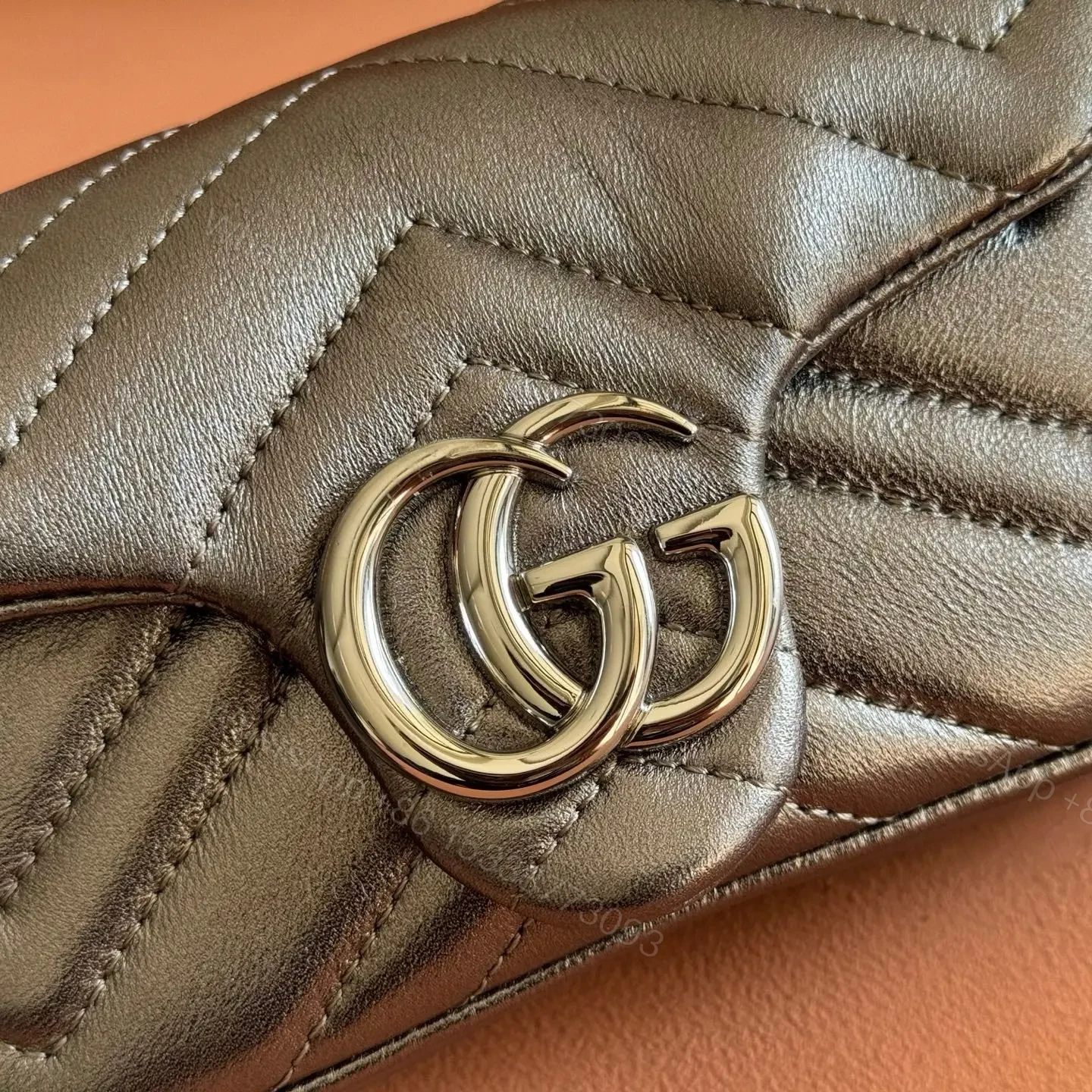 View 4 of GUCCI GG MARMONT BAG 16 IN WARM GRAY BROWN LAMBSKIN