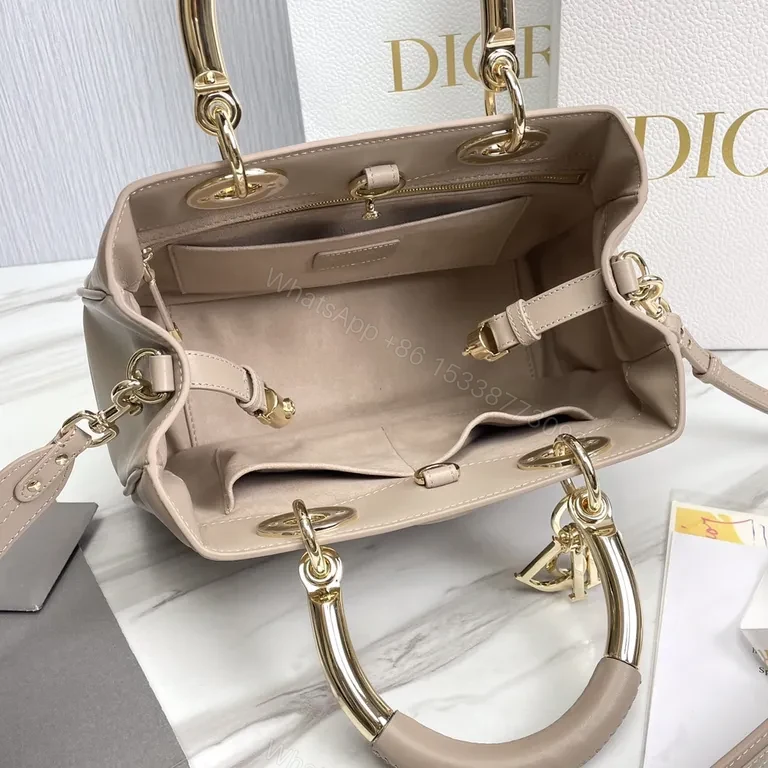 View 5 of Taupe Soft-Soled Luxury Satchel: Quilted, Structured Dior-Inspired Bag