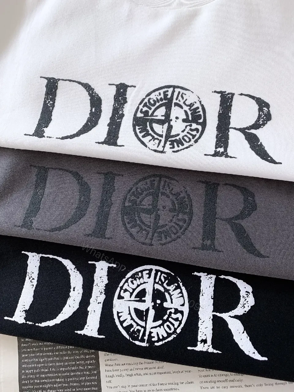 View 7 of Off-White Cream Casual Logo Tee with Bold DIOR Emblem T-shirt