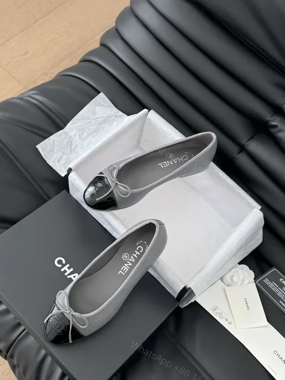 View 7 of Chic Leather Flats with Black Patent Cap Toe - Luxe Everyday Wear