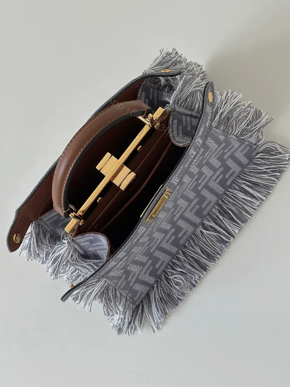 View 8 of Structured Chic Monogram Fringe Handbag - Textured Luxe Tint