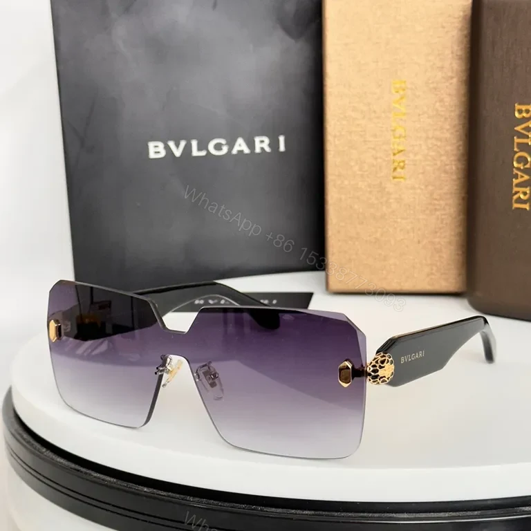 View 9 of Boldly Minimalist BVLGARI Sunglasses: Sculpted Edge Shield Style