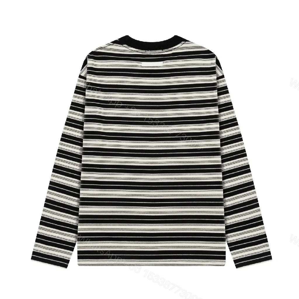 View 6 of Striped Knit Crewneck: Subtle Logo, Versatile Luxury Knit