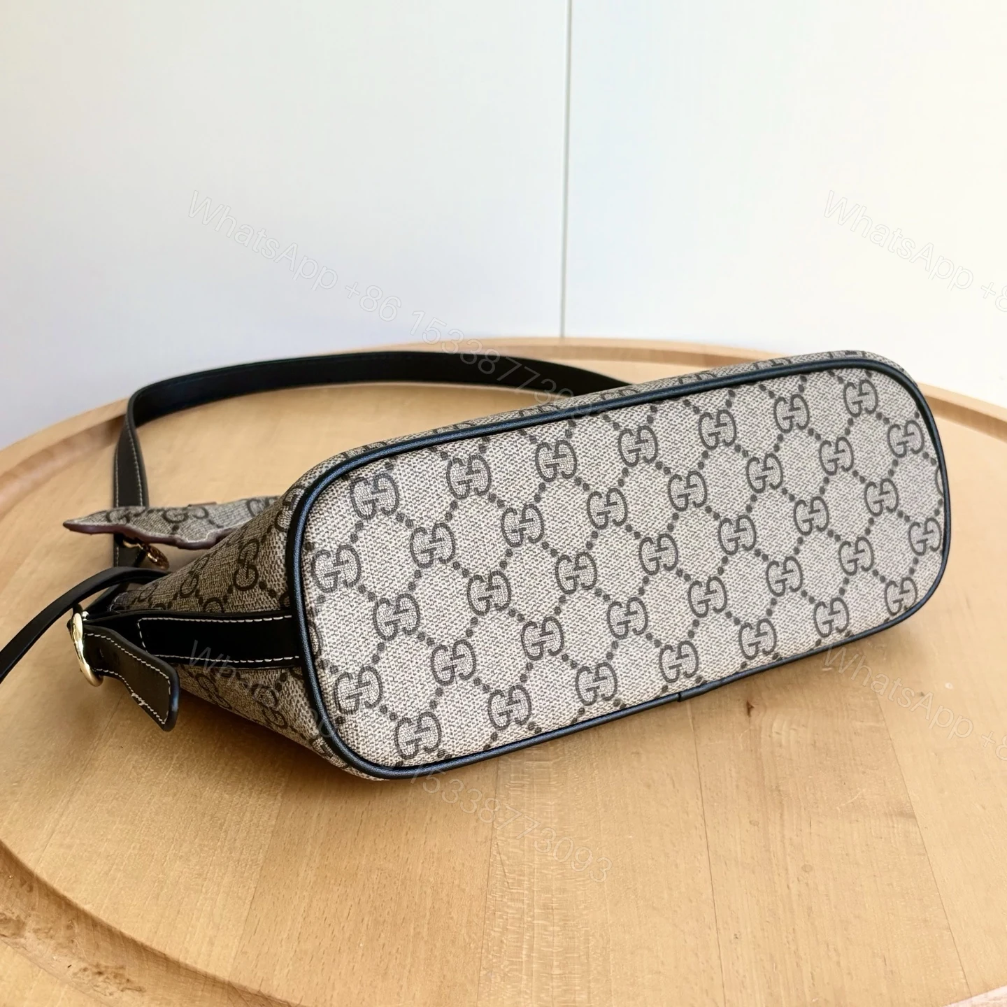 View 5 of Gucci Gg Emblem Small Shoulder Bag Beige And Dark Brown 22Cm