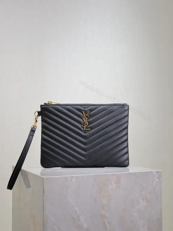 Chic Chevron Quilted Clutch with Gold Emblem - Compact Luxury — view 1