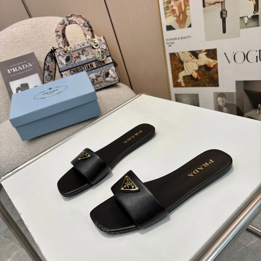 View 4 of PRADA LEATHER SLIDES BLACK 1XX355 070 F0002 F D005