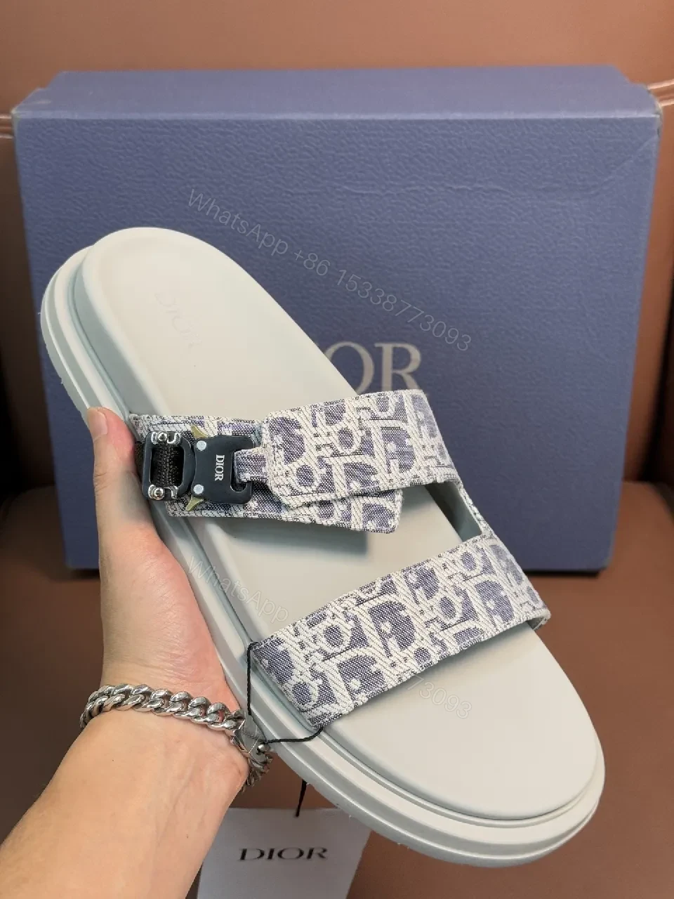 View 4 of Chic Monogram Sandals with Adjustable Straps - Luxury Casual Footwear