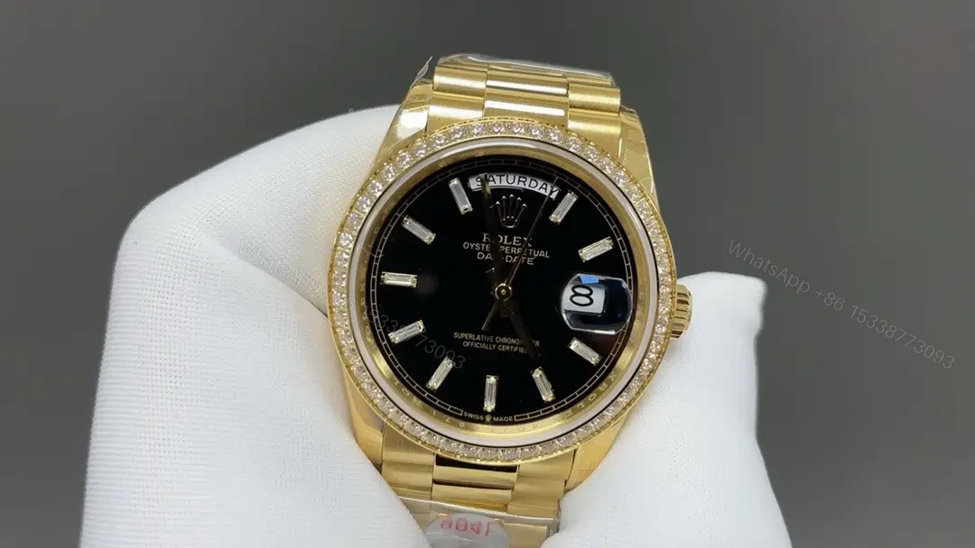 View 3 of Rolex Day-Date 36 118348 Yellow Gold Diamond Black Dial Oyster Bracelet Watch 118348-0208