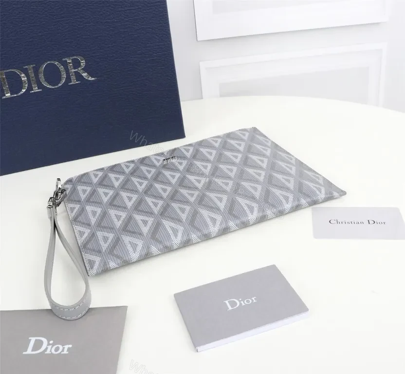 View 4 of Grey Dior Oblique Jacquard Pouch â€” Elegant, Hands-free Carry