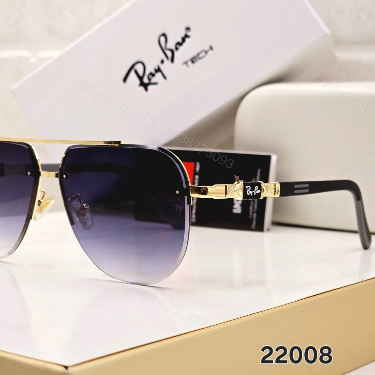 View 10 of Ray-Ban Tech Square Metal Sunglasses Black Gradient