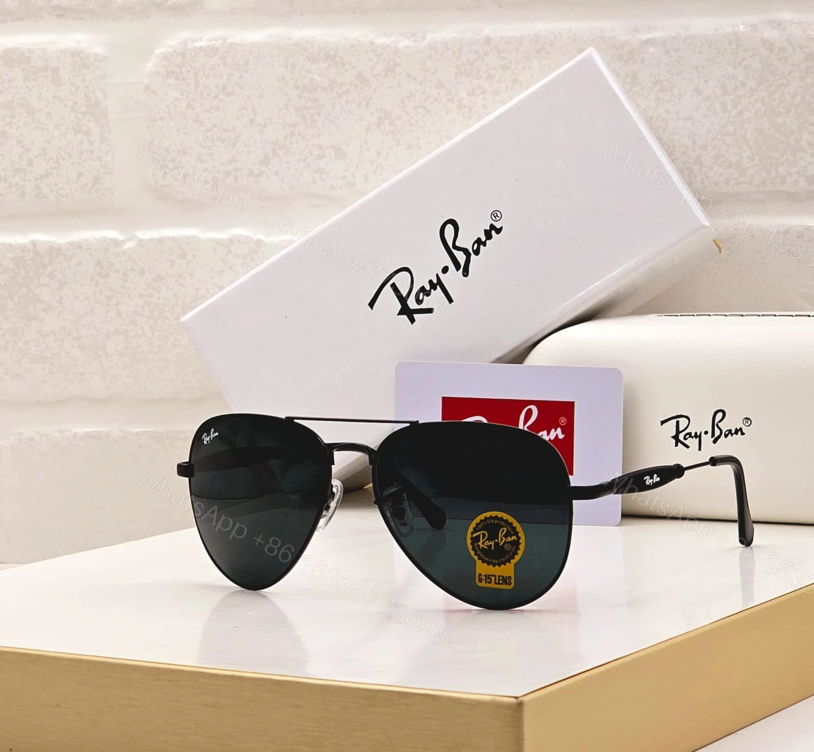 View 10 of Ray-Ban Aviator Black-Green Metal Frame