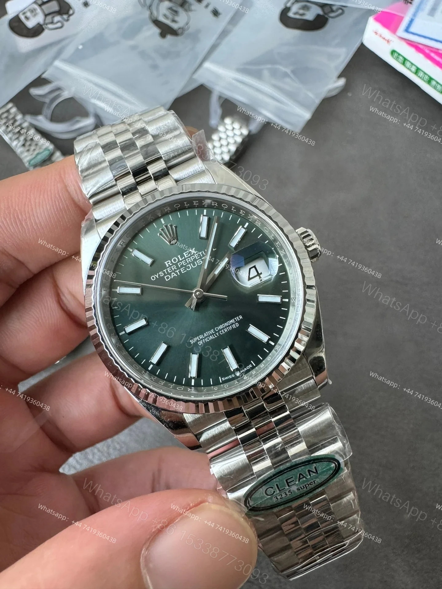 View 6 of Rolex Datejust M126334-0051 Green Dial 1:1 Replica Jubilee 36MM 3235 Movement Super Clone Watch