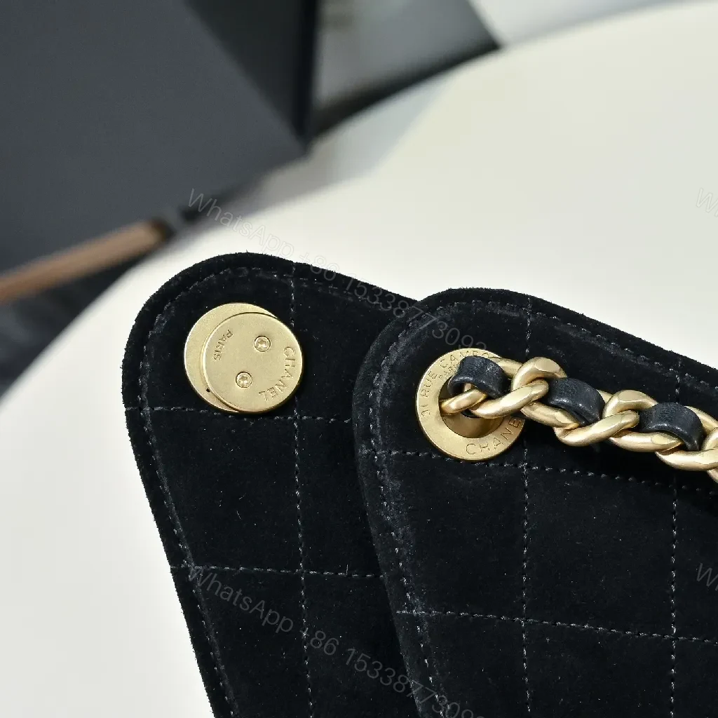 View 7 of Quilted Black Chain-Accent Shoulder Bag, Luxury Style