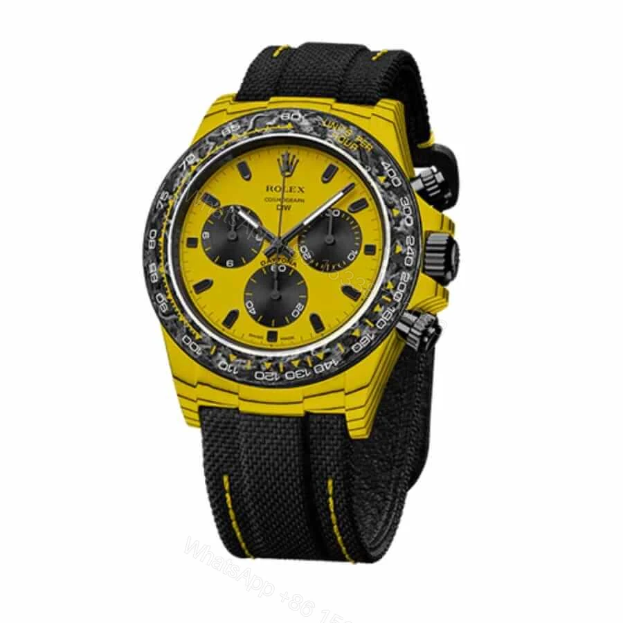 View 2 of Rolex Daytona Super Clone DiW Bumblebee: Forged Carbon Black and Yellow Chronograph