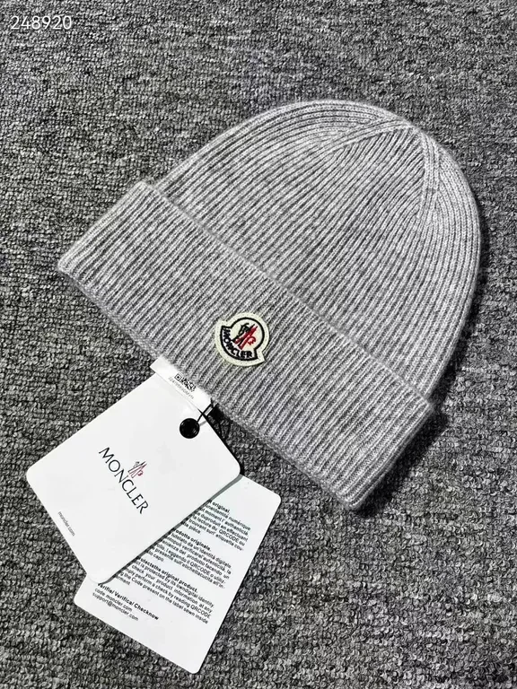 View 5 of Cozy Moncler-Style Ribbed Beanie with Signature Badge