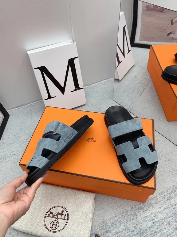 Grey Suede Hermes-Inspired Sandals – All-Day Comfort — view 1