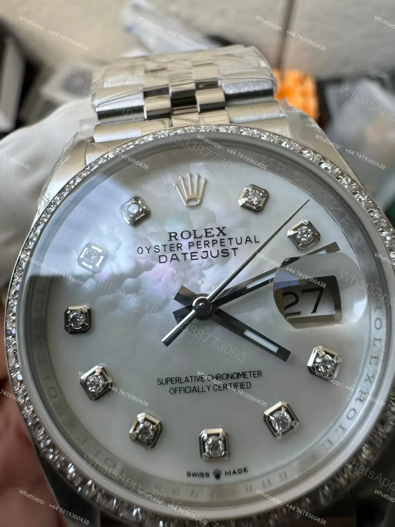 View 7 of Rolex Datejust M126284RBR-0011 1:1 Replica Mother of Pearl Diamond Dial Jubilee 36MM 3235 Movement Super Clone Watch